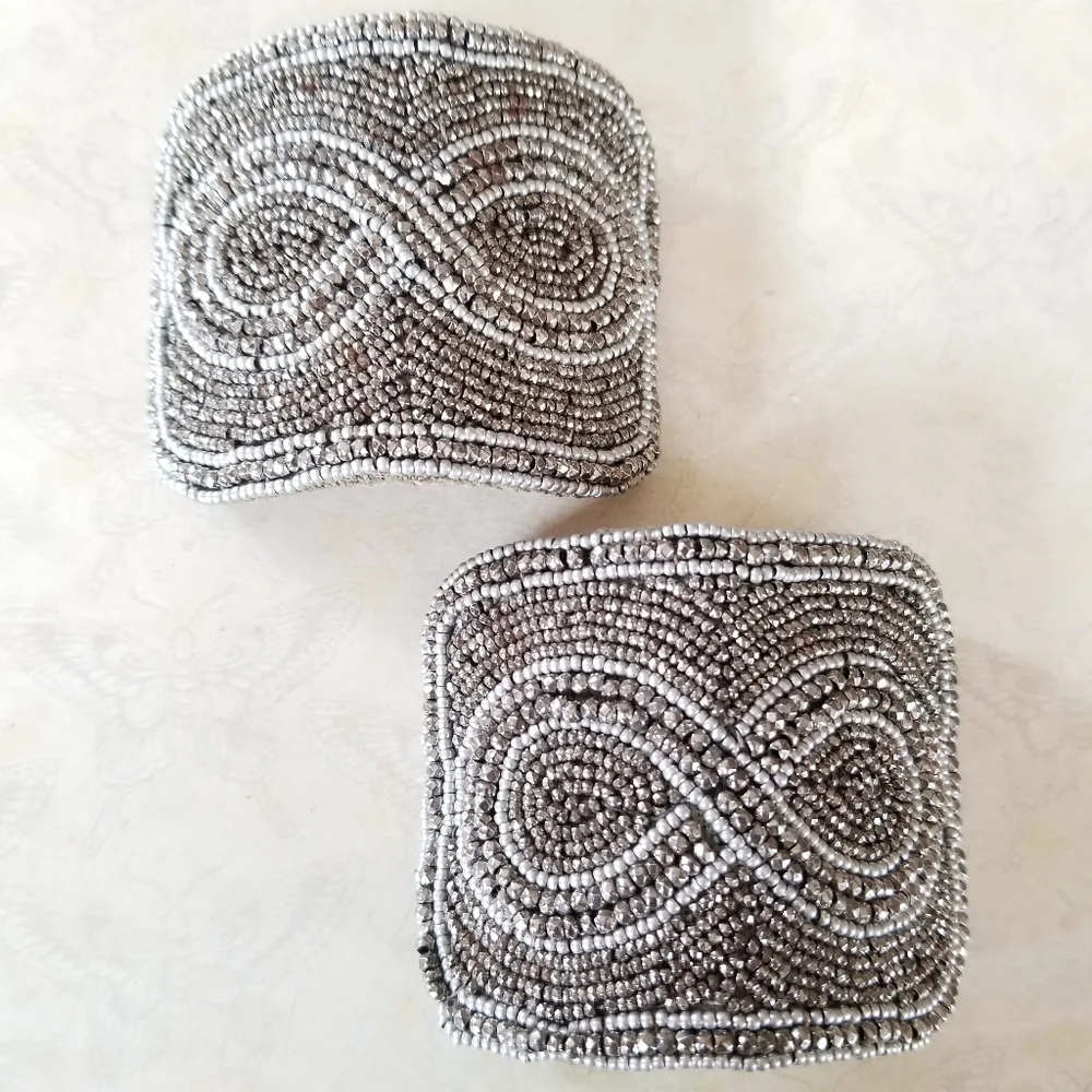 Vintage Antique Art Deco 1920s Made In France Beaded Shoe Clip Buckle Set - Picture 14 of 15